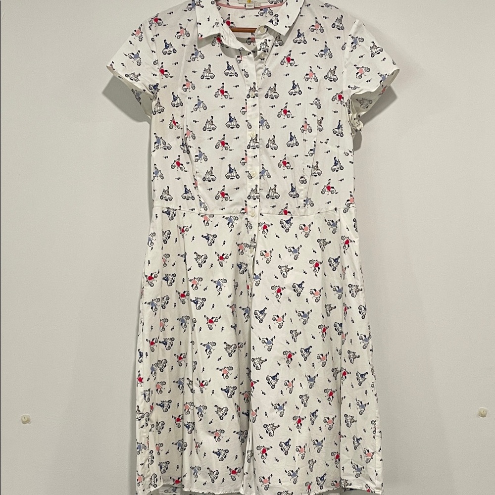 Boden Cream Midi Dress with Butterfly Pattern